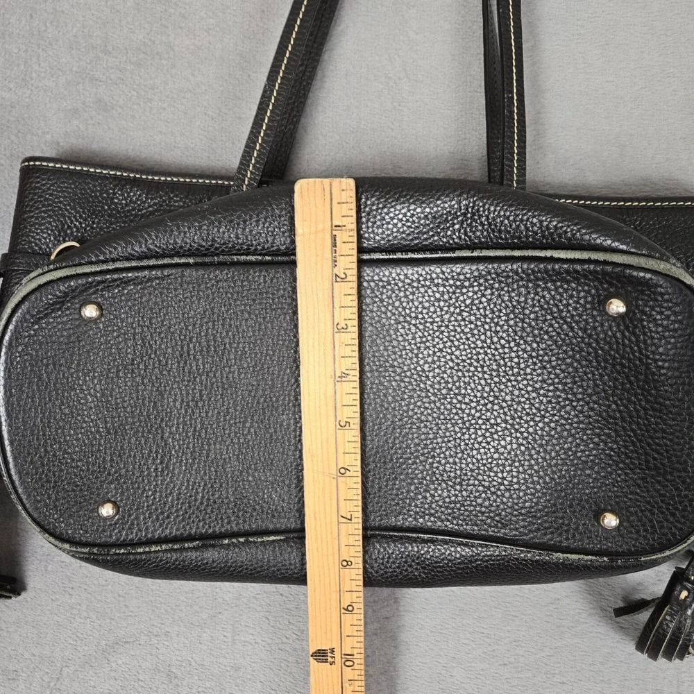 Dooney & Bourke Black Pebble Grain‎ Leather Davis Tassel Tote Bag Shopper